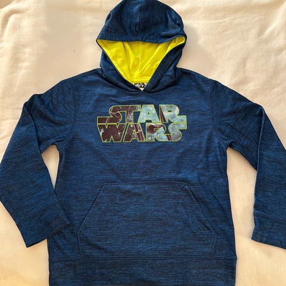 Star Wars Logo Blue Hooded sweatshirt with Kangaroo pocket - Picture 1 of 3